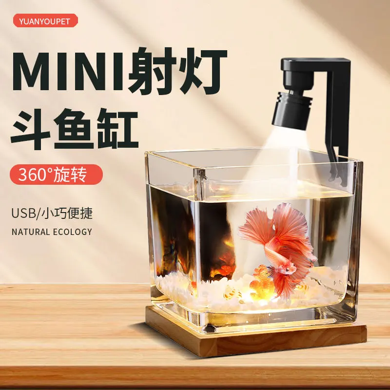Mini Fish Spotlight Waterproof Splash Lighting Lamp For Aquarium Betta Guppy LED Small Tank Clip Night Light