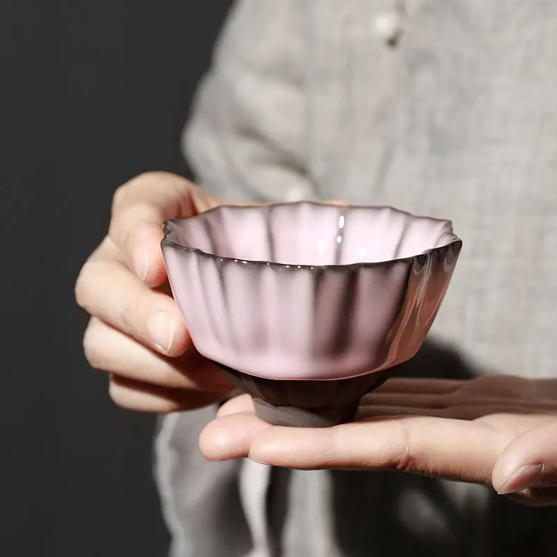 Japanese cherry pink ceramic cups petal cups personal exclusive high-grade tea lamp gift