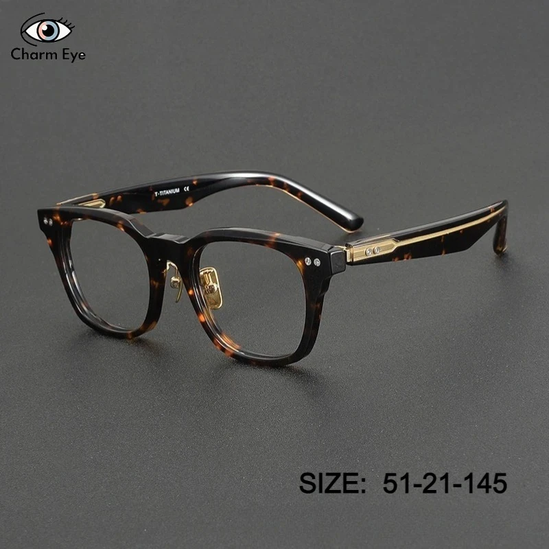 New Men High-quality Acetate Retro Tortoiseshell Large Frame Square Eyeglass Frames Women Optical Myopia Anti Blue Light Glasses