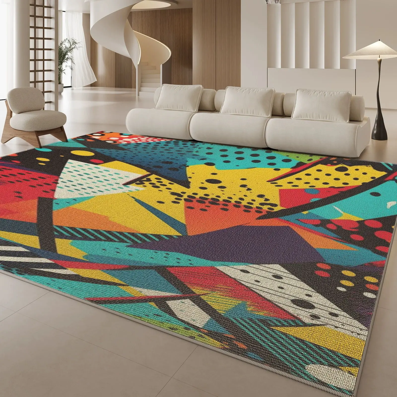 VIKAMA Modern Nordic Luxury Loop Pile Carpet Shaggy Rug Extra Large Floor Mat for Sofa Living Room Bedroom Anti-Fade Home Decor