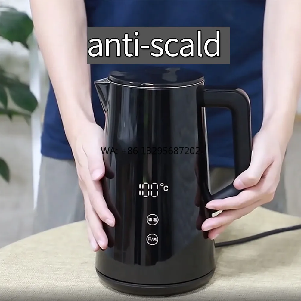 

5 шт., новый электрический чайник, двухслойный электрический чайник с защитой от ожогов, чайник из нержавеющей стали с двойными стенками и фильтром