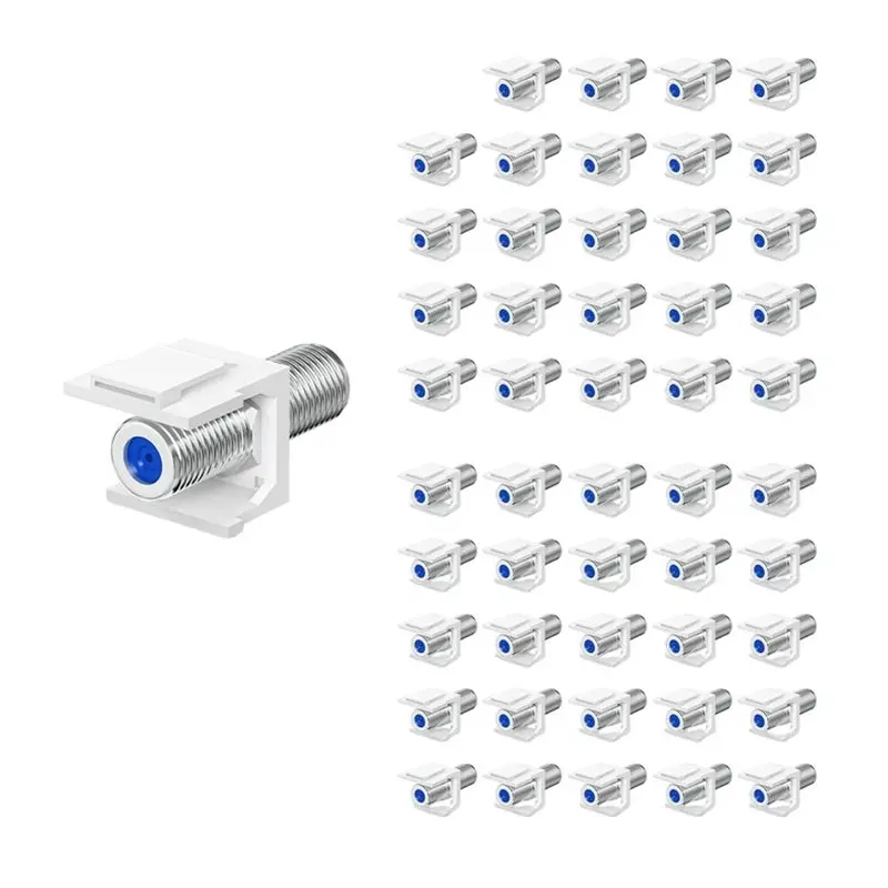 50PCS Coax Keystone Jack Insert Coaxial Cable Connector, F-Type RG6 Cable Extender Female To Female For Wall Plate