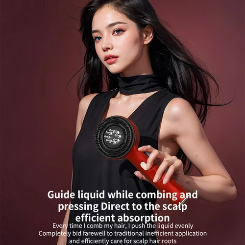 Imagen 2 del producto Peine eléctrico de masaje con vibración para el cuero cabelludo, masajeador para amasar la cabeza, luz roja, aplicador de aceite líquido para el crecimiento del cabello, antipérdida de cabello