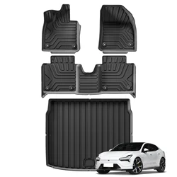 for Polestar 4 2023 2024 Car Floor Mats Cargo Liner Trunk Pad TPE 3D Foot Mat Waterproof Odorless Tray Set BLACK Left Rudder
