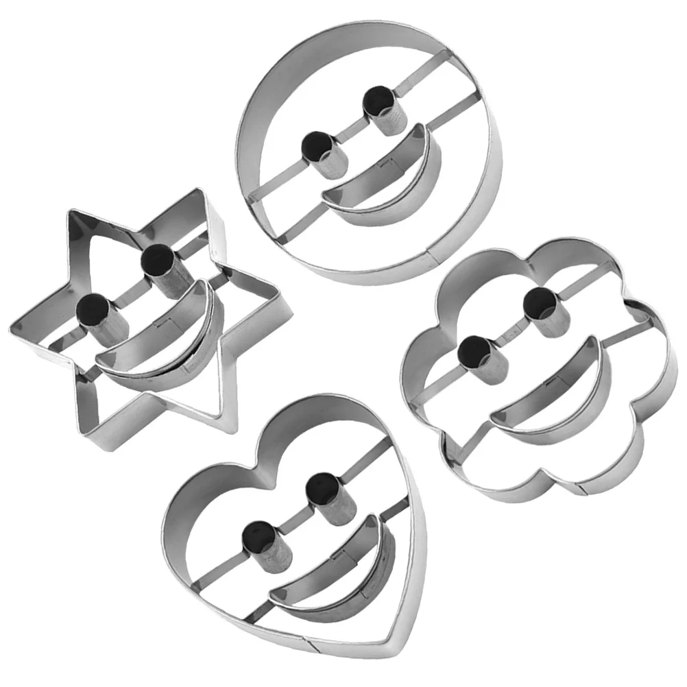 

4pcs Stainless Steel Cookie Cutters Cute Baking Molds For Holiday Diy Sugar Cookies Fondant Craft Baking Tools