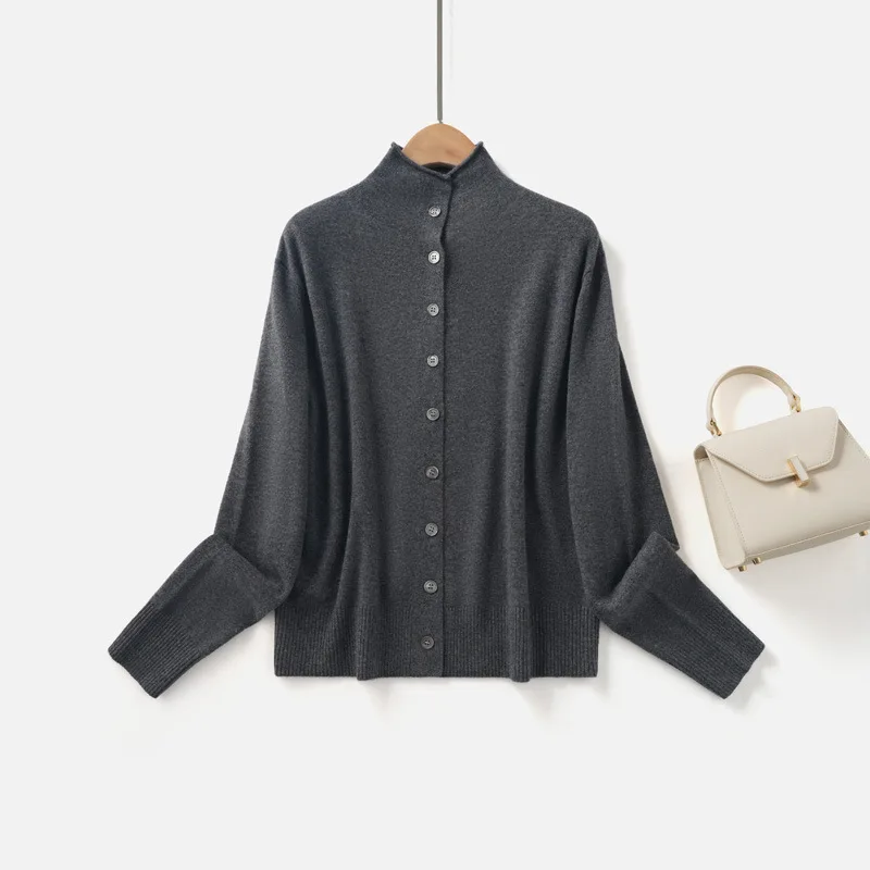 Cárdigan con escote de reloj de arena para mujer, suéter abierto por delante de lana merina suave, abrigo elegante de manga larga