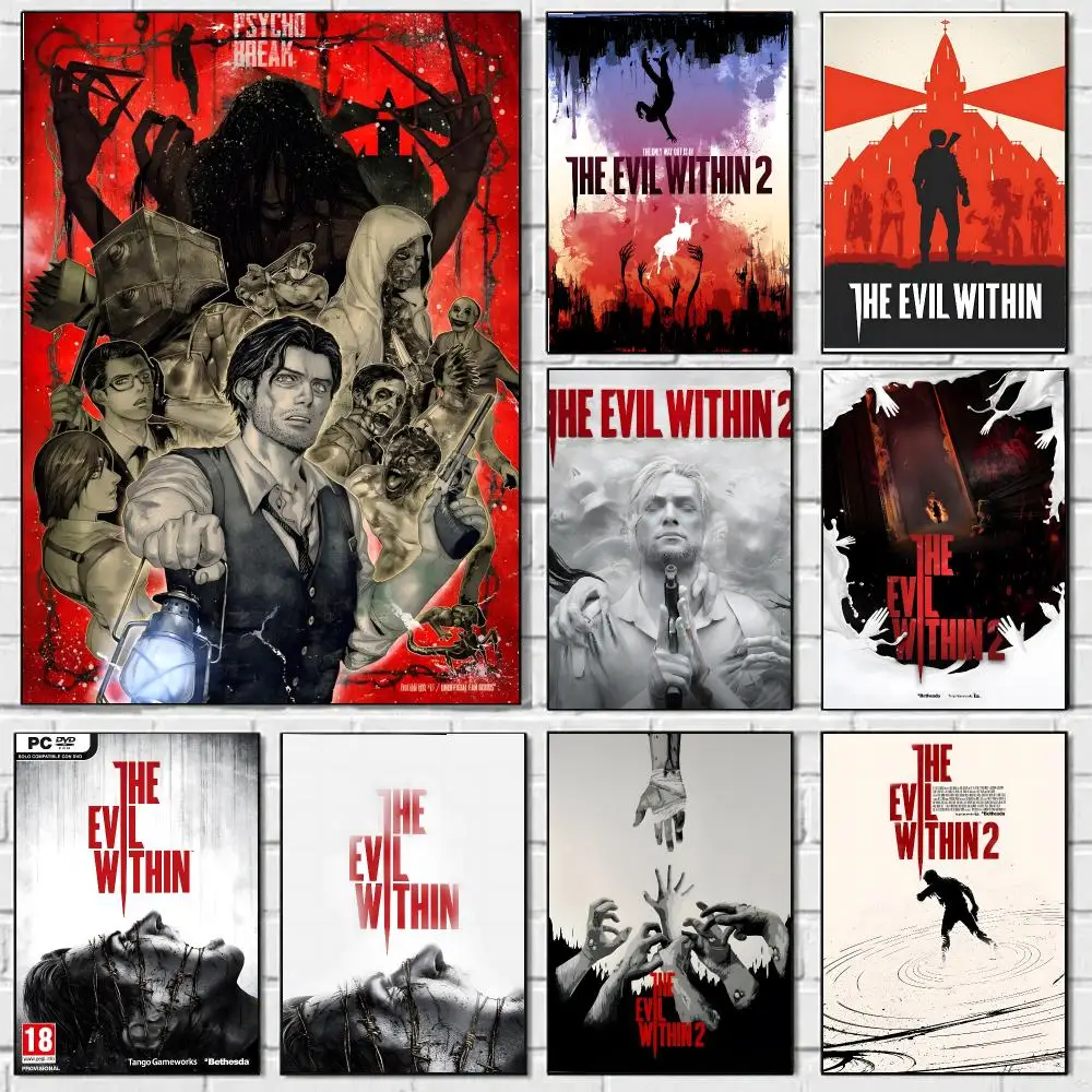 Classic Game T-The Evil Within Poster HD Wall Art Decal Self-Adhesive Aesthetic Decor For Home Living Bedroom Bar Aesthetic