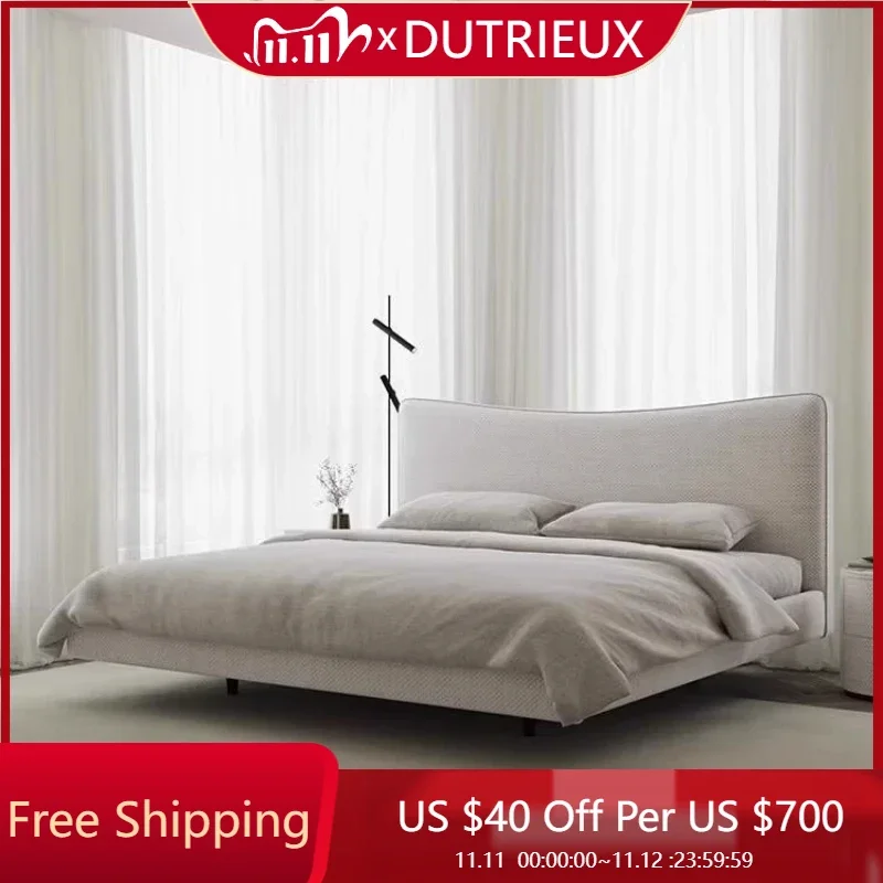 

Modern Aesthetics Bed Wedding High Quality Small Family Double Nordic Bed Light Luxury Cream Aesthetics Muebles Home Furniture