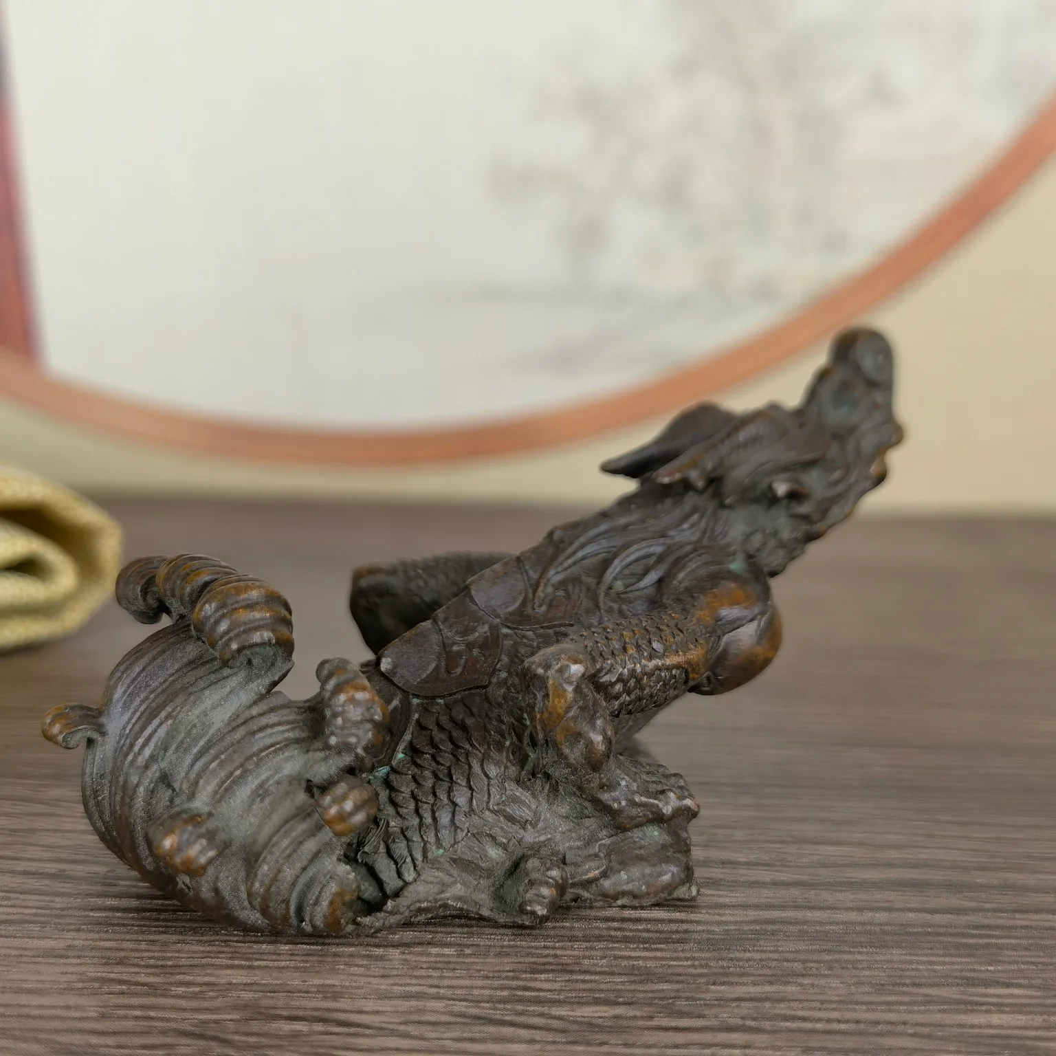 Antique Miscellaneous Nine Sons of Dragon Chi Dragon Fish Dragon Sculpture Alloy Craft Study Paperweight Pen Holder