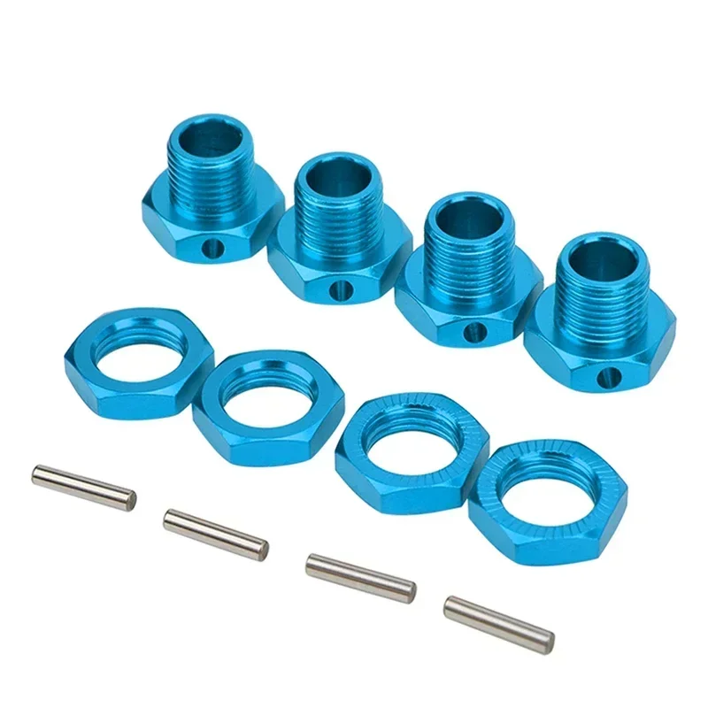 PigRC  4pcs Metal 17mm Wheel Hex Hub Adapter with Nut 81011 for Traxxas HPI Tamiya HSP Redcat Himoto 1/8 RC Car Upgrade Parts