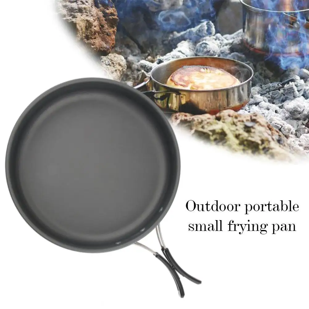 Portable Outdoor Frying Pan Small Pan Camping Picnic Cooking Tableware Cooking Cookware Tools Outdoor Pan Non-stick Camping T8K3