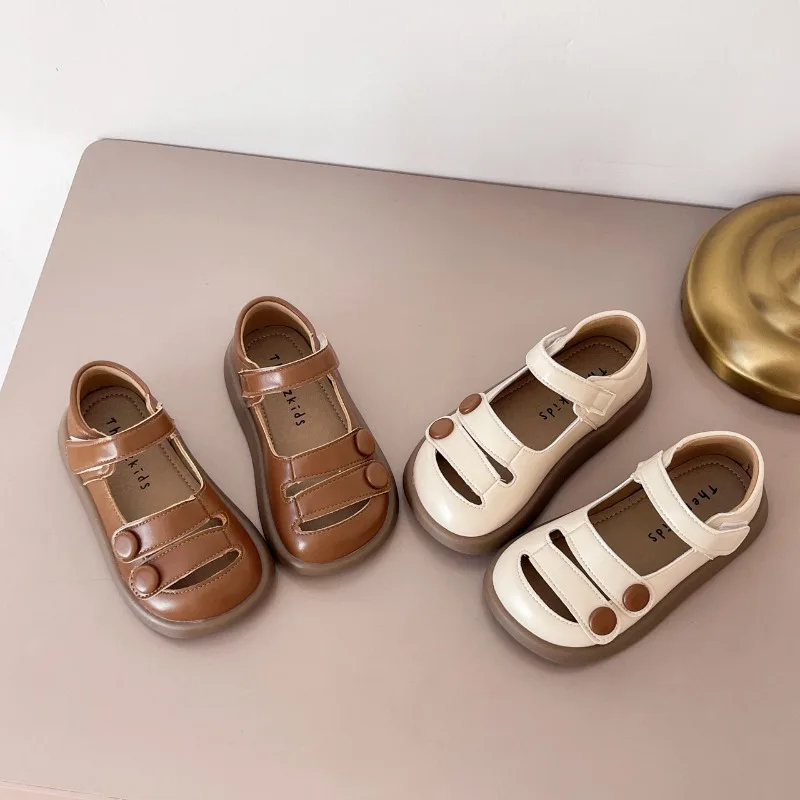 

Retro Girls Leather Shoe Autumn New Style Child Flat Bottomed Shoe Comforta Soft Soled Girl Performance Shoe Girl Leather Shoes