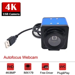 Kamera internetowa 4K Full HD USB Autofocus kamera PC 8MP IMX179 czujnik szerokokątny bez zniekształceń obiektyw do wideokonferencji na żywo