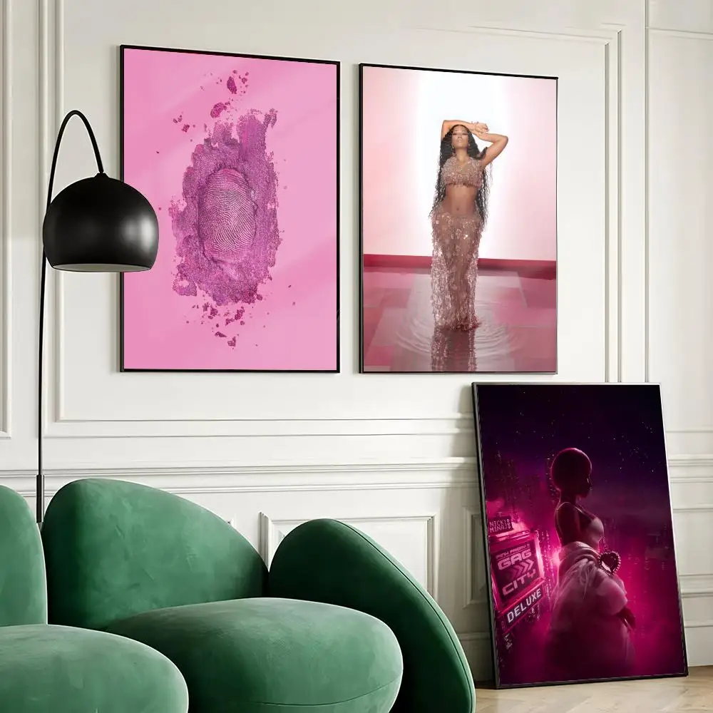 Rapper N-nicki Minaj Pink Friday Poster Waterproof Wall Art Sticker for Home Bar Decoration, Self-Adhesive Room Wall Decor Mural