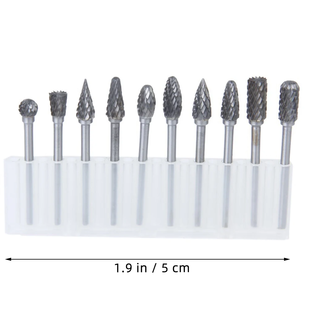 

10pcs Tungsten Grinding Head 6mm Diameter 3mm Rotary Bur Head Shank Deburring Polishing Rotary Tool Bit Drill Set Bur