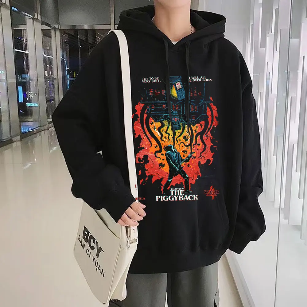 Men\'s Clothing Tracksuit Simple Design Loose Hoodies Oversized Hooded Sweatshirt with Print Pullover Harajuku Punk Streetwear