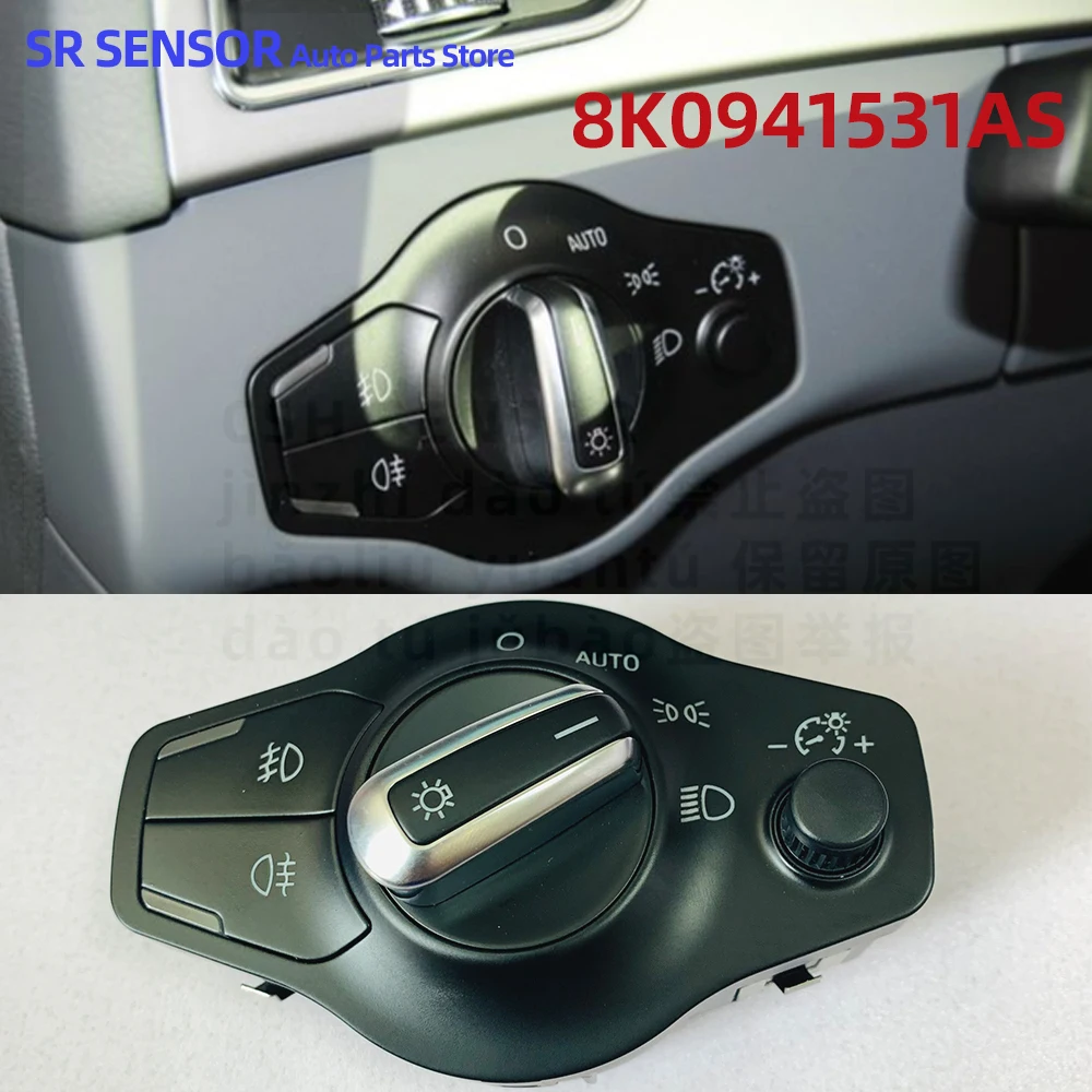 Headlamp Switch Fog Light Control Headlamp Dimmer Switch Headlight Control Switch 8K0941531AS for Audi A4 B8 S4 A5 Q5 S5