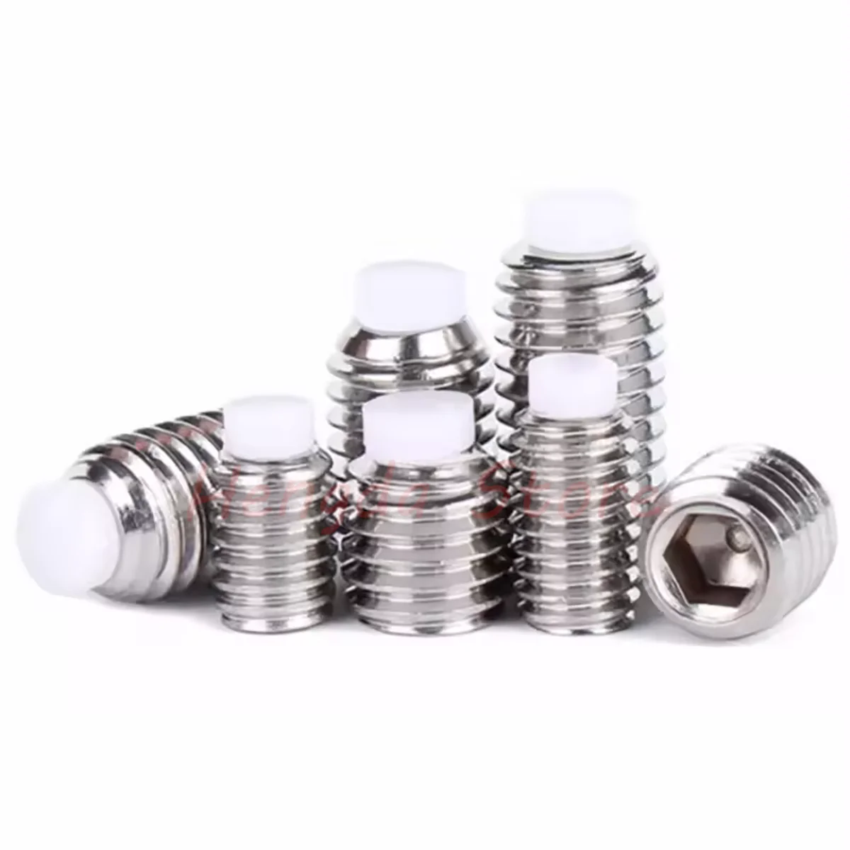 M6 M8 M10 M12 M16 304 Stainless Steel Hex Allen Socket Plastic Nylon Dog Convex Point Tip Grub Headless Bolt Set Screw L=4-70mm