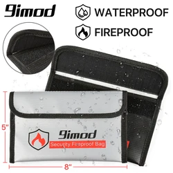 9imod 5x8 inch Portable Fireproof Bag Explosion-Proof Waterproof Lipo Battery Safety Bag Document Currency Keys Fireproof Bag