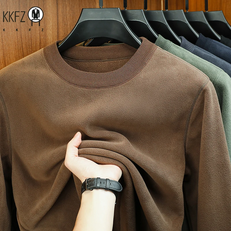 Herren-Kapuzenpullover aus Samt, langärmelig, Rundhalsausschnitt, einfarbig, lässig, vielseitig, Oberteil, Herbst- und Wintermode