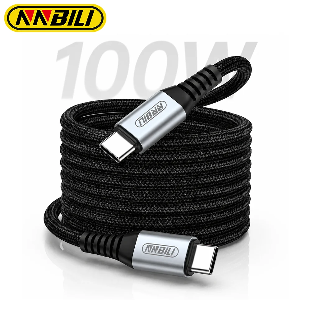 NNBILI 100W USB Typ-C-auf-USB-C-Kabel 5A PD Schnellladekabel Typ-C-Kabel für Xiaomi Samsung Huawei Oppo Oneplus Macbook iPad