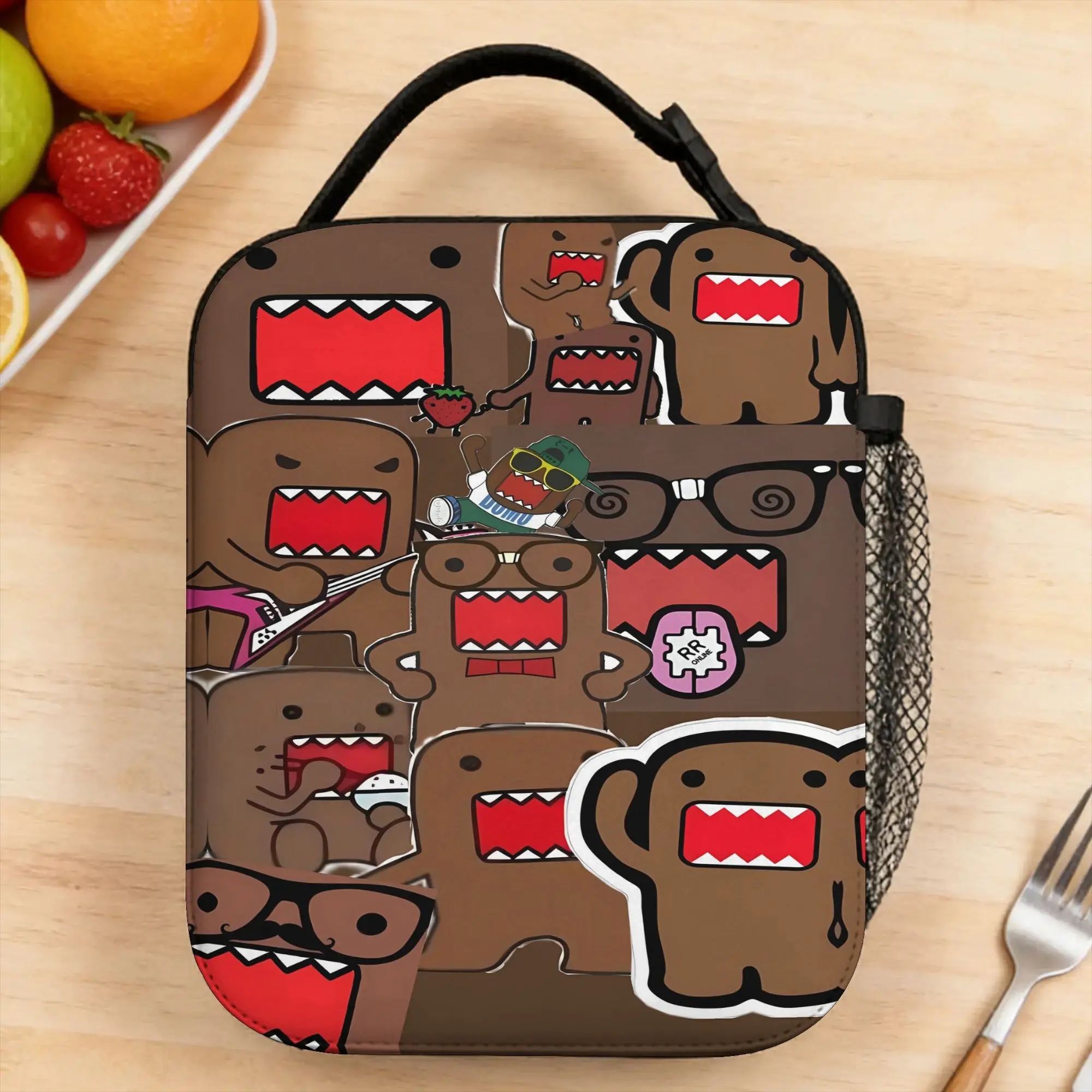 

Kawaii Cute Domo Cartoon Lunch Bag Aesthetic Outdoor Picnic Lunch Box Print Portable Insulated Thermal Tote Handbags