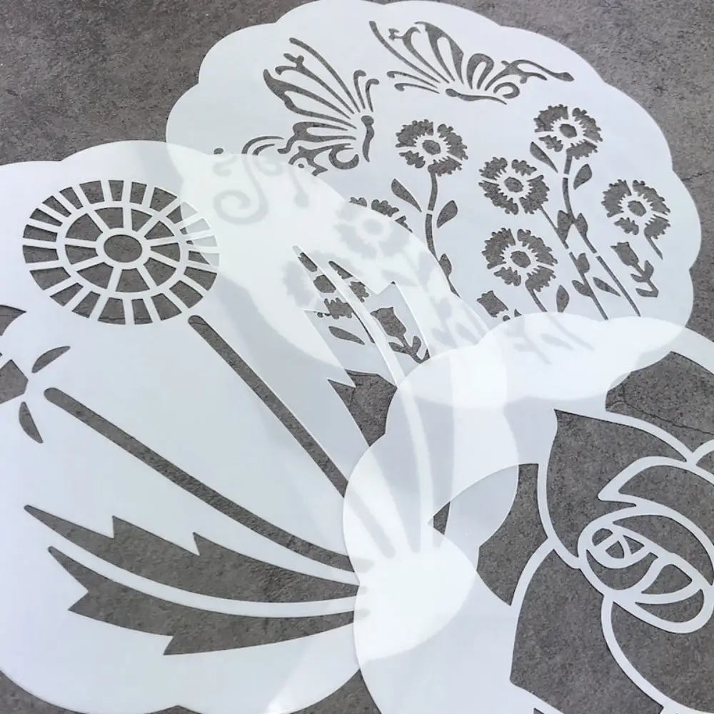 15pcs/set 6 Inch Round Lace Cake Stencils Hollow Decorative Doodle Logo Shape Spray Stencils Diy Sugar Cube Letters Baking Tools