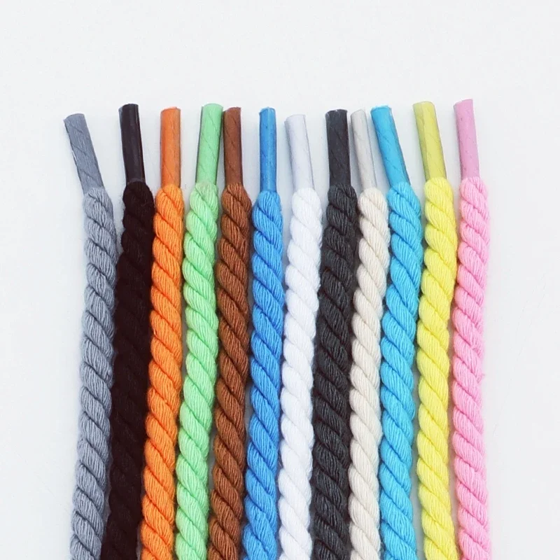 Round Shoelaces 6mm Width Cotton Shoelace Flat Shoes Twisted Rope Laces Sneakers Boots Shoe Laces for Shoes 120/140/160CM 1 Pair