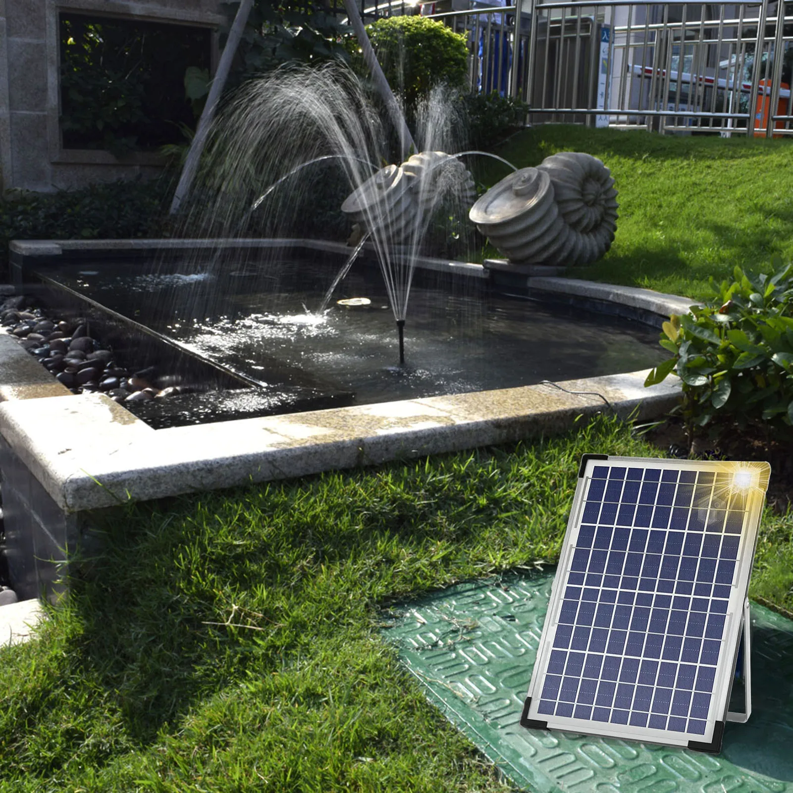 10W Solar Fountain Pump with Large Solar Panel 3 Nozzles Max. for Bird Bath Fish Tank Small Pond Garden Decoration Water Pump