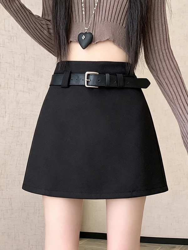 Gray Suit Half Skirt Spring Autumn High Waist Slimming Anti Exposure Spicy Girl A-Line Short Skirt Commute Style Polyester Fiber