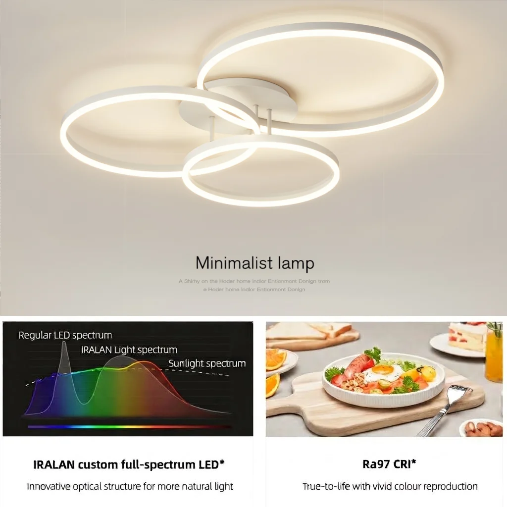 Creative Three-Ring Ceiling Light LED Energy Saving Eye-Caring Ceiling Lamp Living Room Kitchen Lamp Indoor Lighting Fixtures