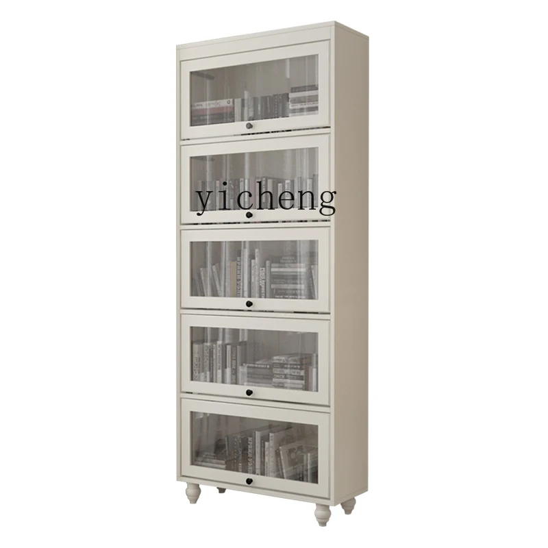 Tqh Bookcase Shelf Bookshelf Floor Bookcase with Lockers with Glass Door