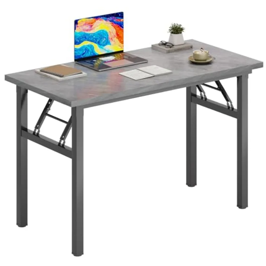 

Folding Desk Small Computer Desk for Home Office with Black Frame Compact Writing Table for Small Spaces No Assembly Required
