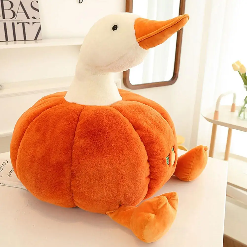 Bantal labu bebek lucu, mainan boneka hewan labu, bantal mewah, bantal angsa, kamar tidur, hadiah dekorasi untuk anak-anak