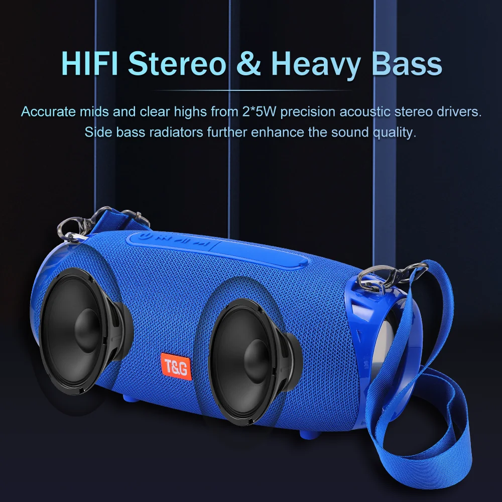 TG534 altoparlante Bluetooth Stereo senza fili portatile da esterno 10W 1200mAh scheda impermeabile Subwoofer Radio FM altoparlante Audio musicale