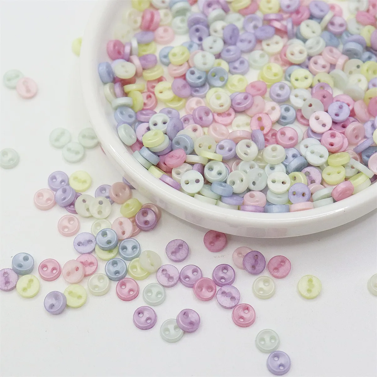 100pcs 5mm Mini Pearl Pastel Multi Round Buttons DIY Handmade Tiny Sewing 2 Holes Accessories For Dolls Soft Toys Clothes