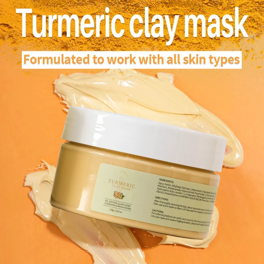 

Turmeric Mud Mask Suitable for All Skin Types Vitamin C Aloe Vera Deep Cleansing Smooth Skin Gentle Ingredients Skin Care