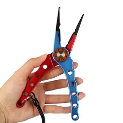 Alicates de pesca de aluminio con funda y cortador de anillas