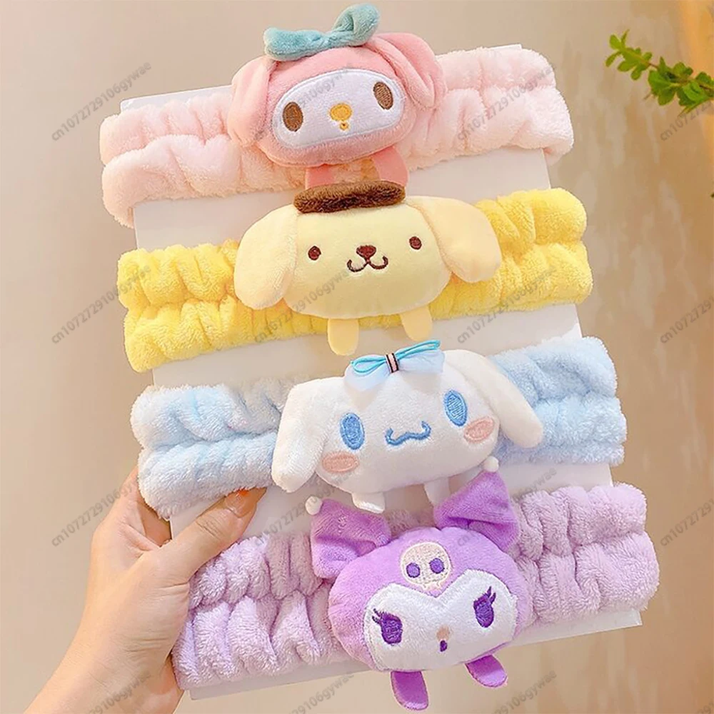 

MINISO Kawaii Headband Face Wash Sanrio Headband Kuromi Cinnamoroll My Melody Headbands Washing Face Hair Band Accessories