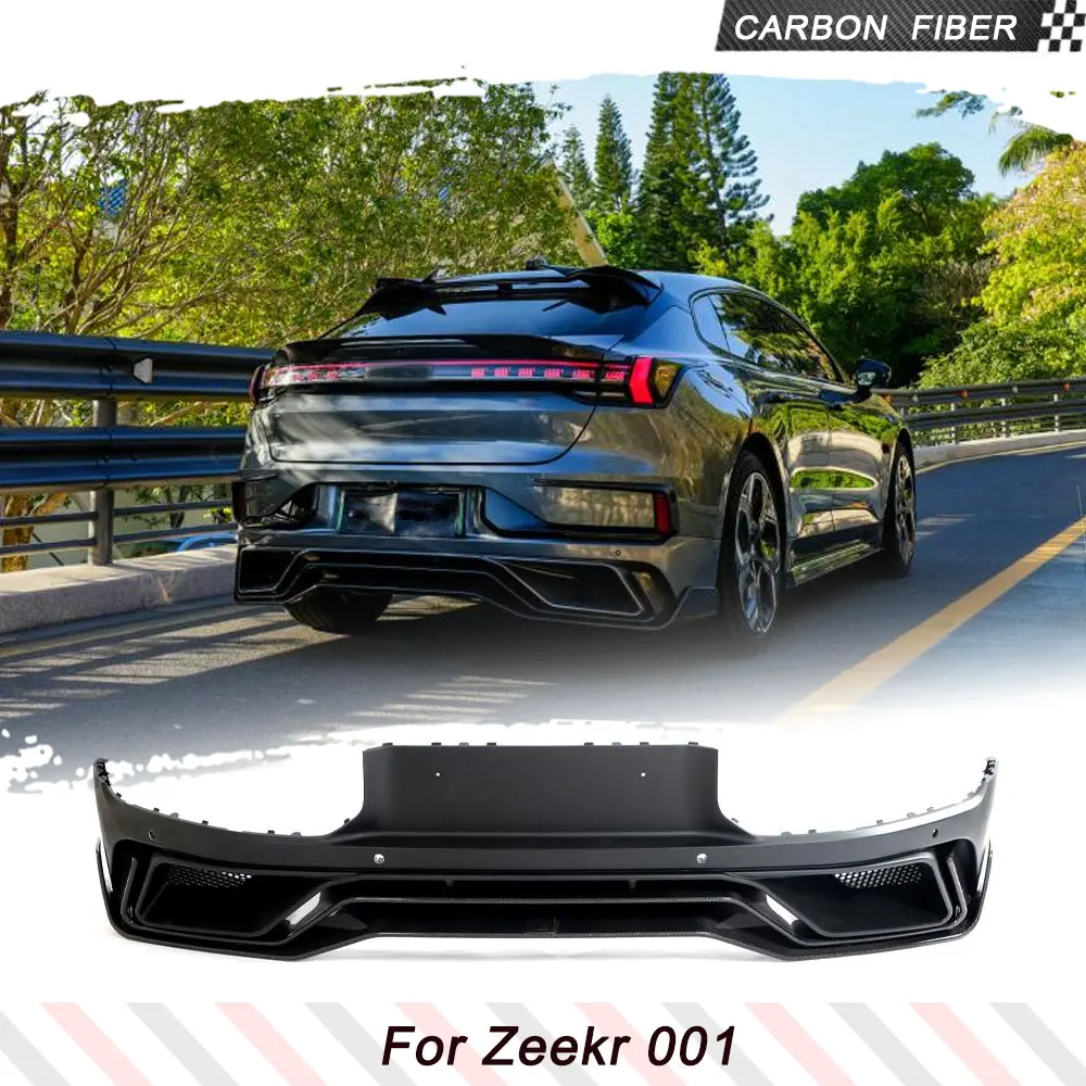 For Geely Zeekr 001 2021-2024 Carbon Fiber Rear Bumper Diffuser Racing Rear Diffuser Apron Protector Guard Car Body Kits