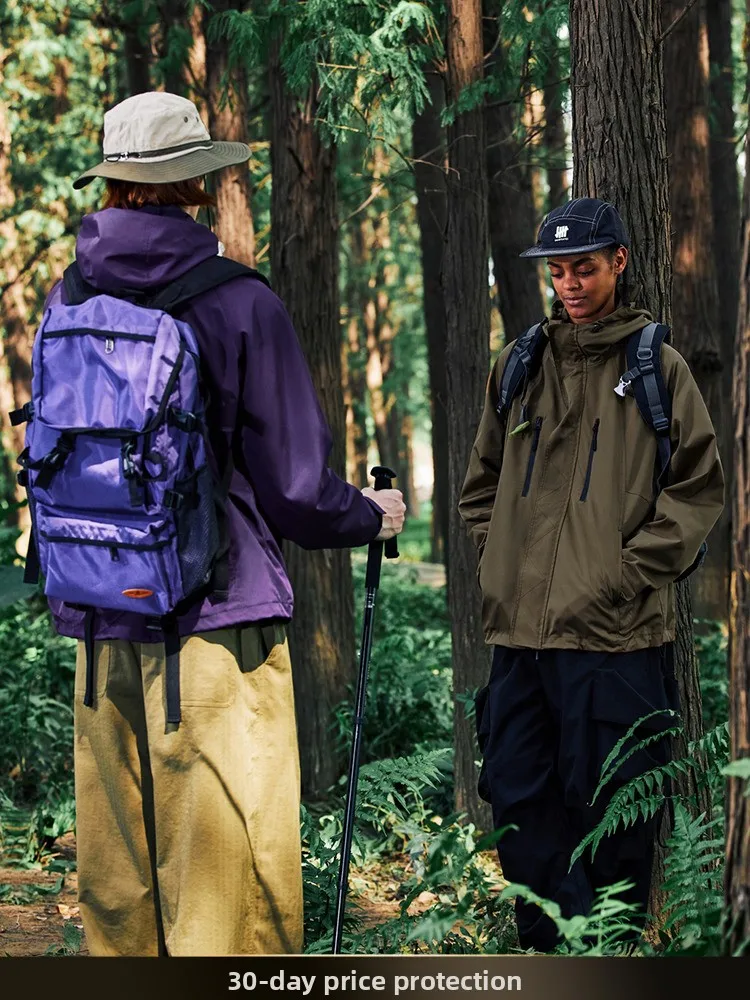 

NTED Autumn New Retro National Trend Outdoor Hard ell Zipper Jaet Men Tee Proof Color Hooded Coat Youth ular