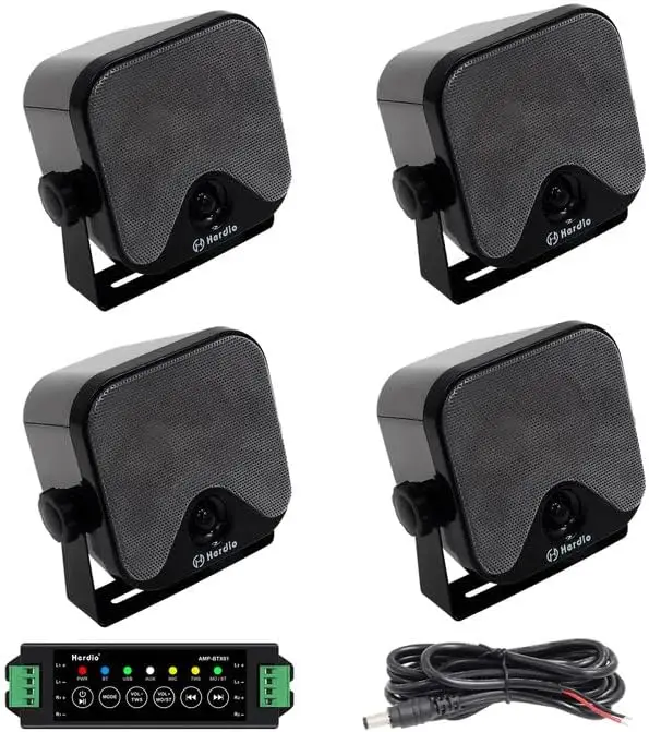 Herdio 4'' 4PCS Bluetooth Golf Cart Speakers 240W Waterproof Marine Speakers For Outdoor Boat ATV UTV Jeep Courtyard Powersports