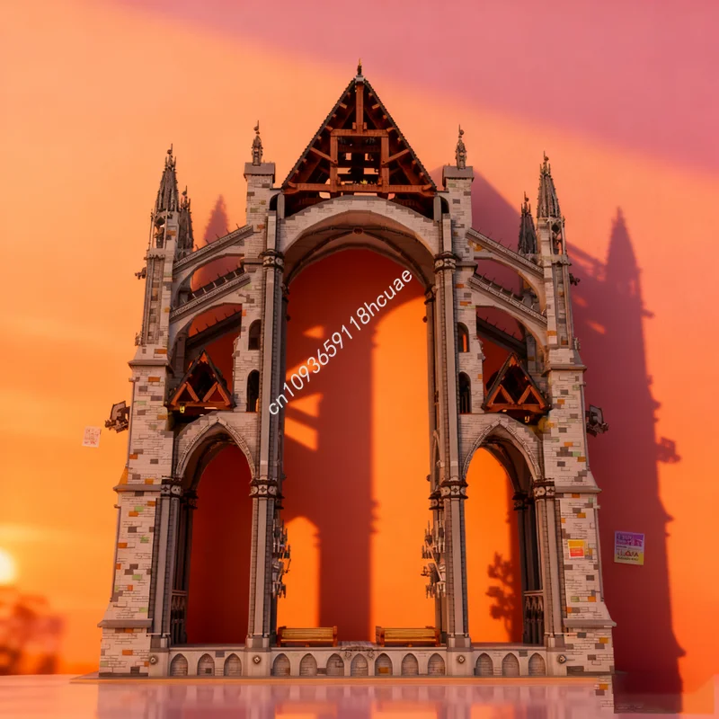 

41101 шт. MOC, готический собор, модель поперечного сечения, строительные блоки, рождественские подарки, строительная игрушка, идея для сборки, кирпич, день рождения