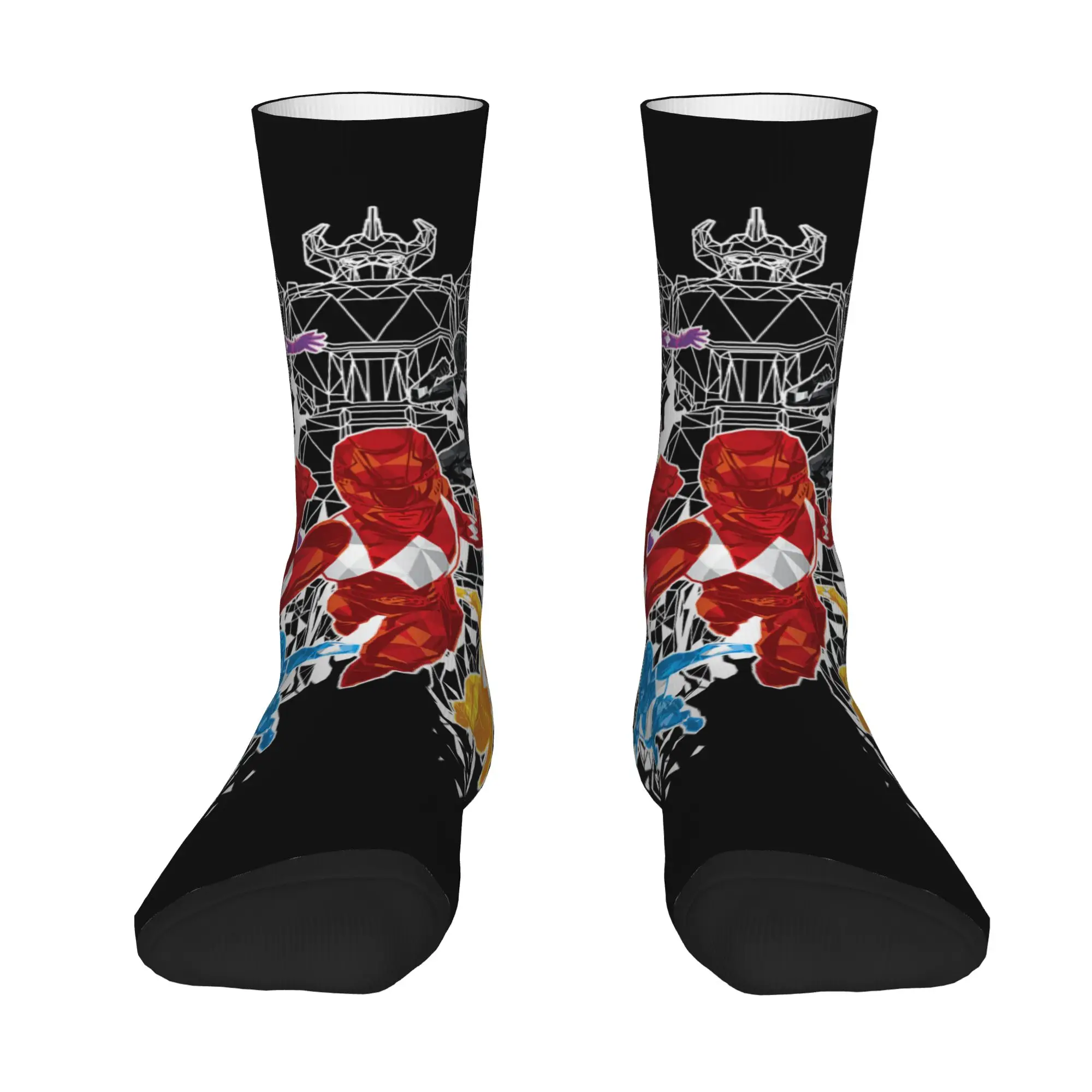 cycling socks Power Rangers Morphin Time Group Polygons Outline Crazy Men's compression Socks Unisex items Crew Sock