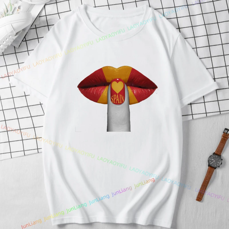 اسبانيا العلم الوطنيين الاسبانيين الرجال النساء موضة قصيرة الأكمام بلايز 100% القطن الشارع الشهير الجرافيك تي شيرت ملابس للرجال 2024 Y2k