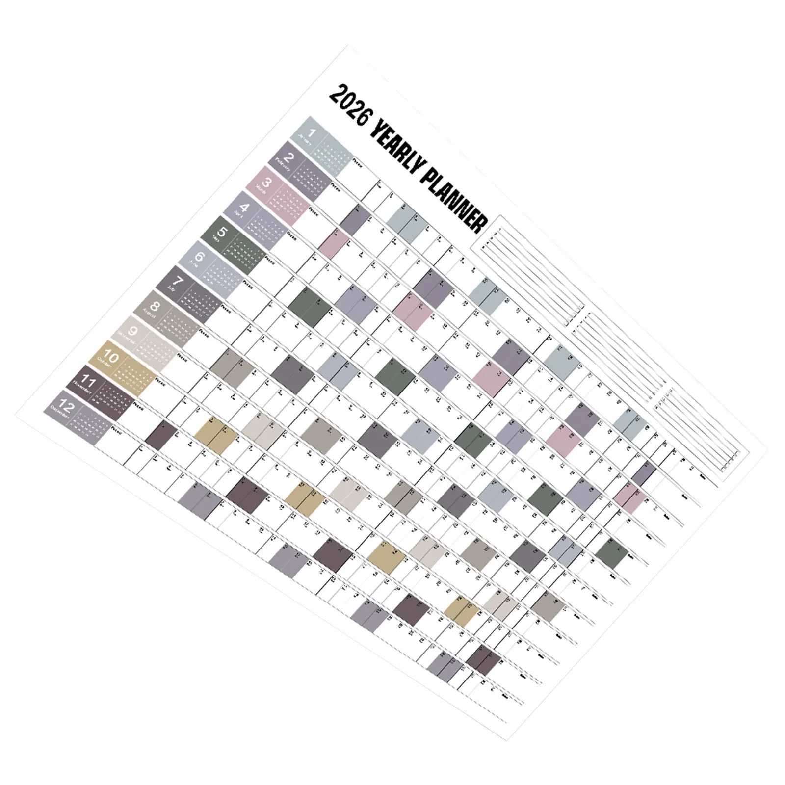 

Ежегодный настенный календарь 2026, большой, на 12 месяцев, бумажный планер, простой ежемесячный органайзер для дома, школы, офиса, большой календарь