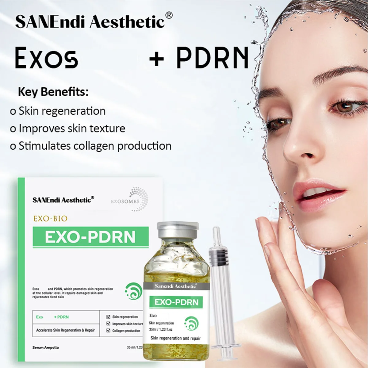Exosomas Exo-Bio Suero PDRN Salmón ADN Dermapen Suero Hidratante Facial HA Skin It Repa la Regeneración Damagida