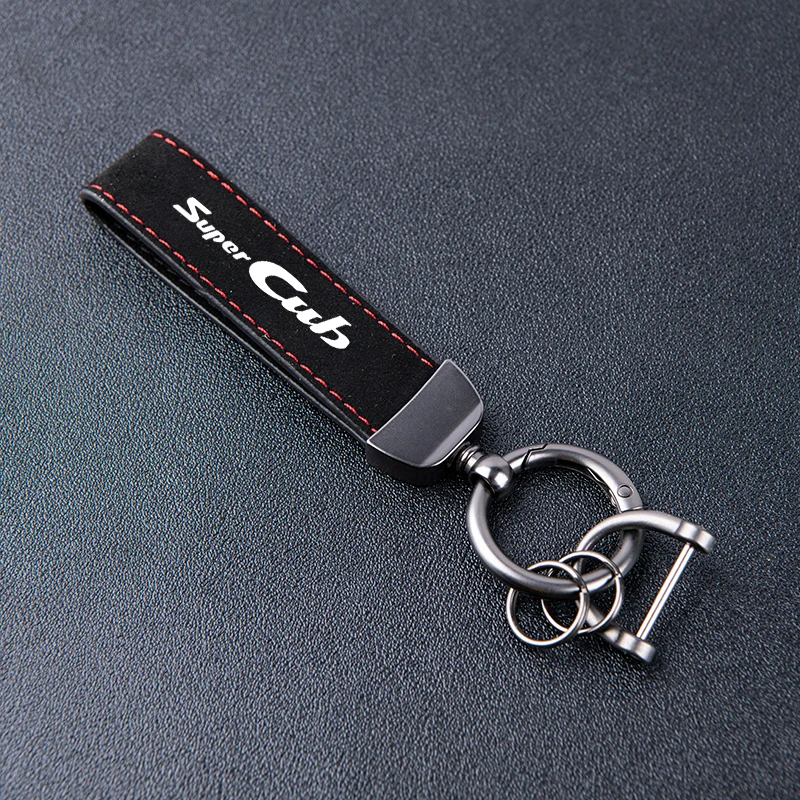 For Honda Super CUB C70 90 110 C125 Accessories Motorcycle High-Grade Keyring Leather Suede Keychain