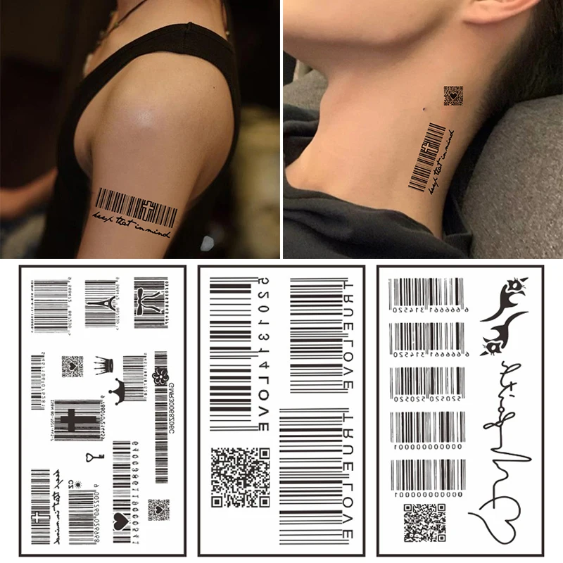 Mini Size Tattoo Sticker Love Barcode Pattern Temporary Tattoo Stickers Long Lasting Waterproof Stickers Unisex Fashion Body Art