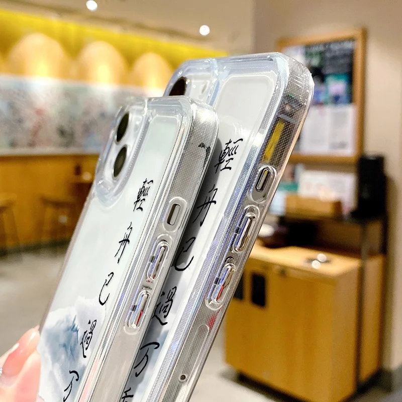 Прозрачный чехол для телефона iPhone 11, чехол для iPhone 13, 15, 14, 12, 16 Pro Max 16e XR XS 7, 8 Plus SE, чехол в эстетическом стиле в китайском стиле